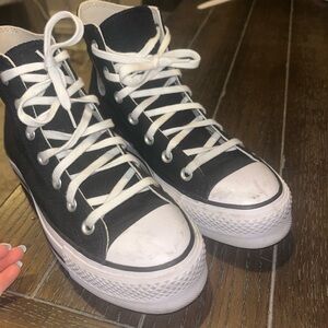 Black High-Top Sneakers with White Laces